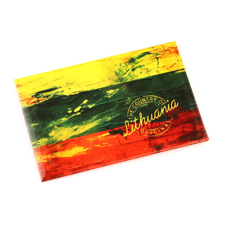 Šaldytuvo magnetas „Lithuania – The Country of Original“ (trispalvė)