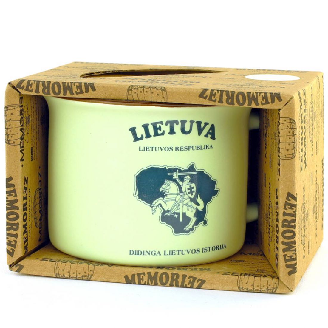 Mažas puodelis Lietuva su vyčiu MEMORIEZ (žalsva sp., 150 ml)