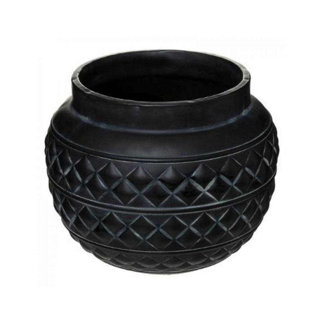 Juodas ovalus keramikinis vazonas
