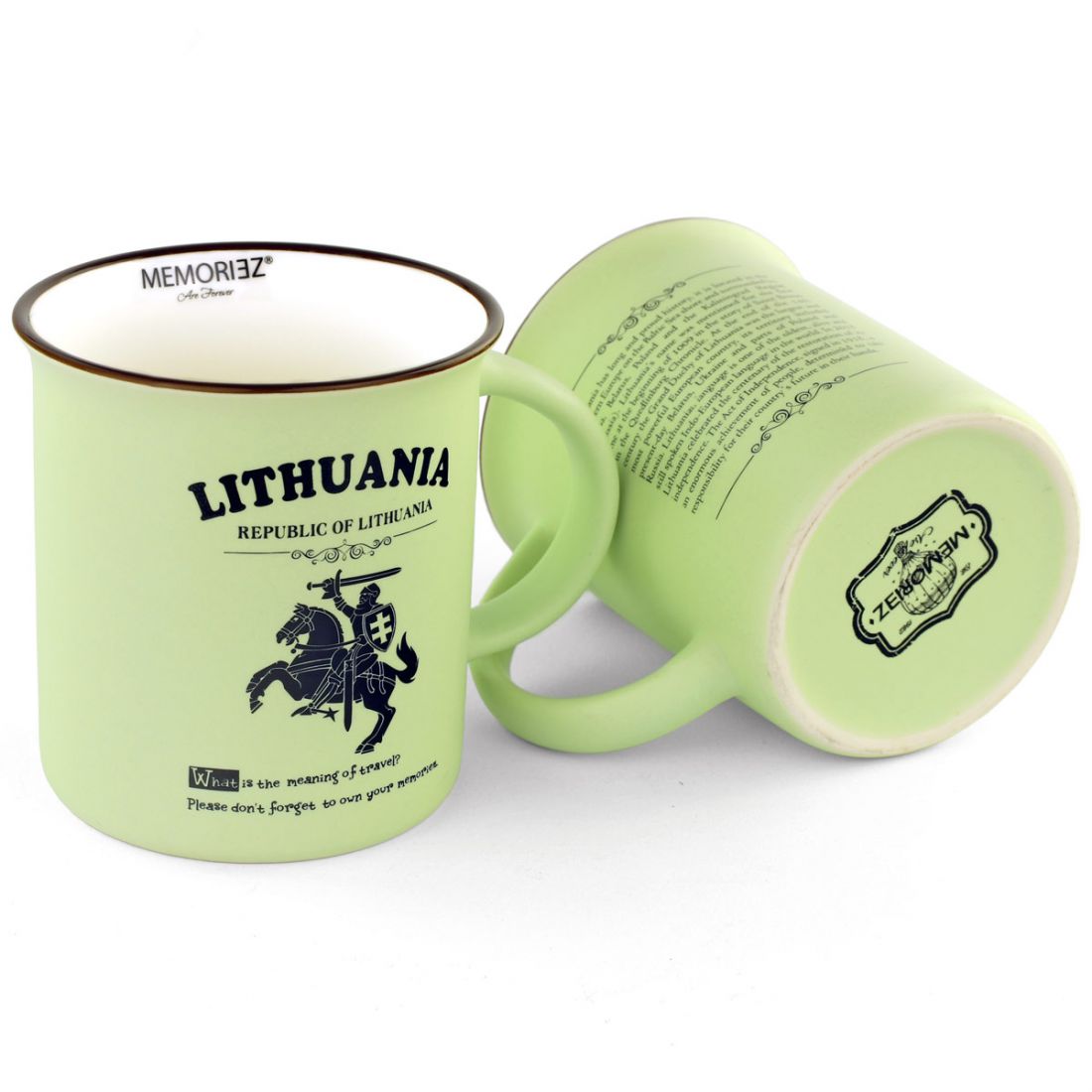 Keramikinis puodelis „Lithuania Vytis“ – pastelinis, 280 ml MEMORIEZ