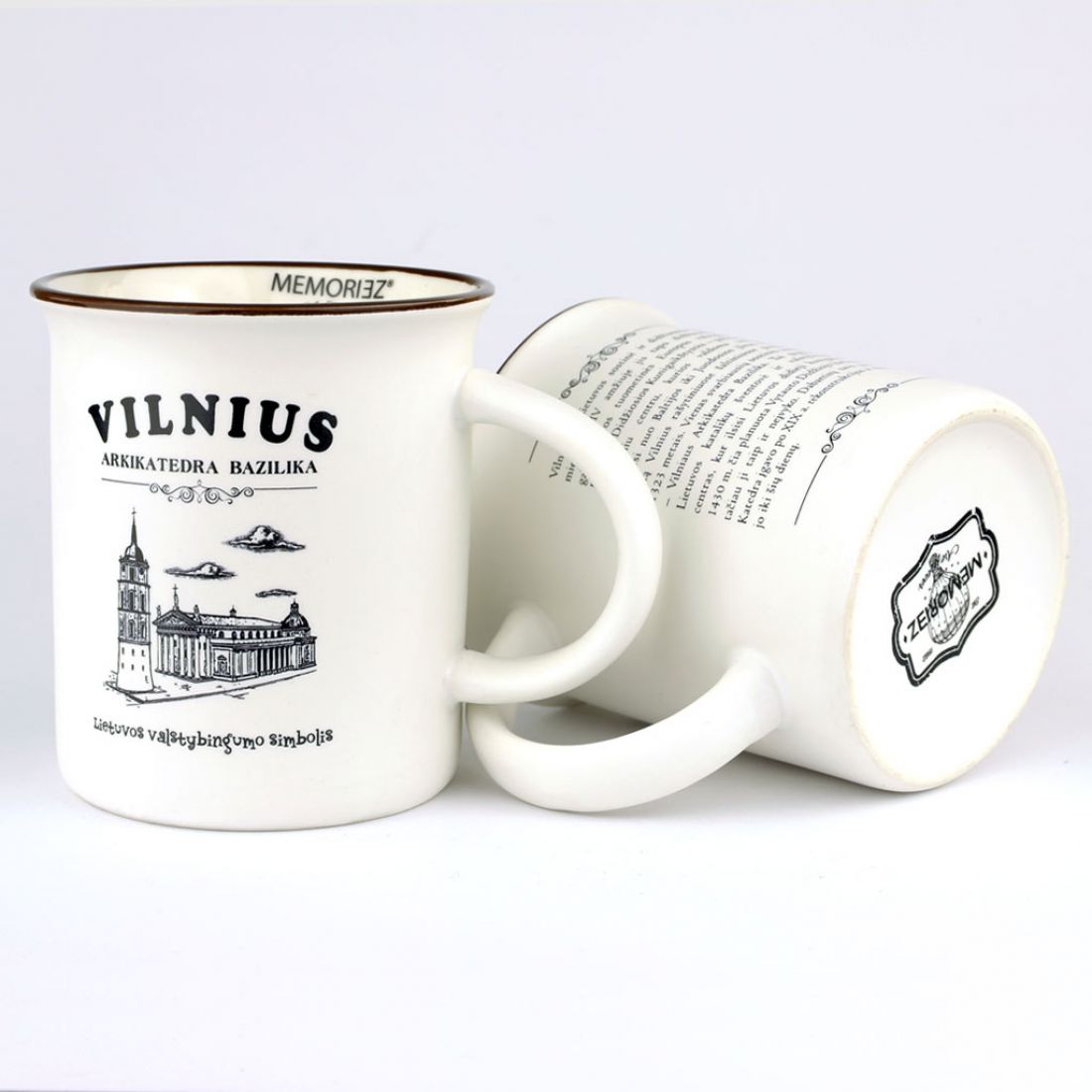 Keramikinis puodelis „Vilnius Arkikatedra Bazilika“ baltas matinis 280ml MEMORIEZ