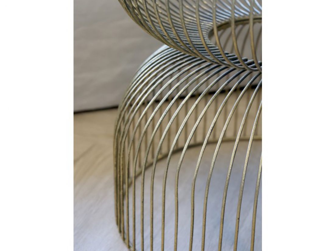 Žalvario staliukus su stikliniu viršumi H51/D40 cm