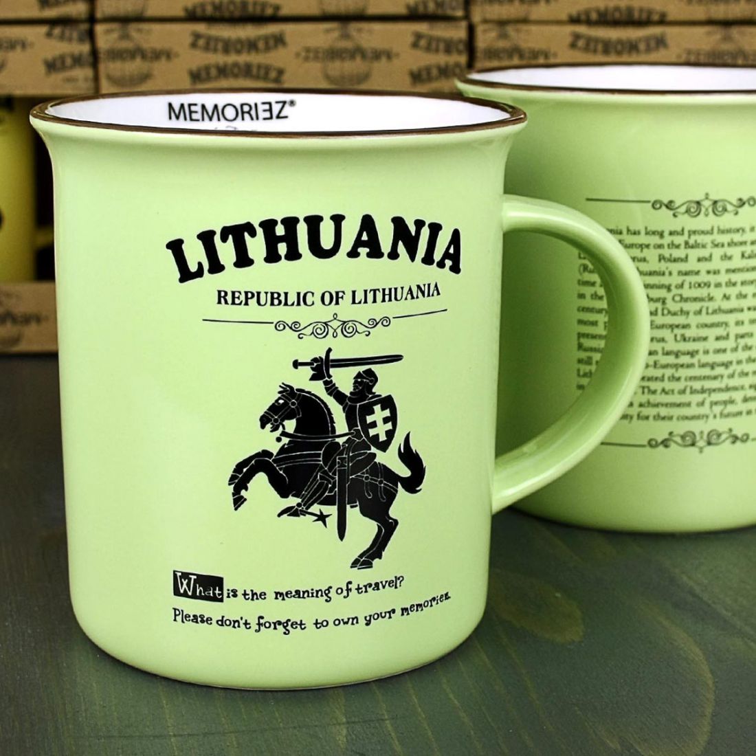 Keramikinis puodelis „Lithuania Vytis“ – pastelinis, 280 ml MEMORIEZ