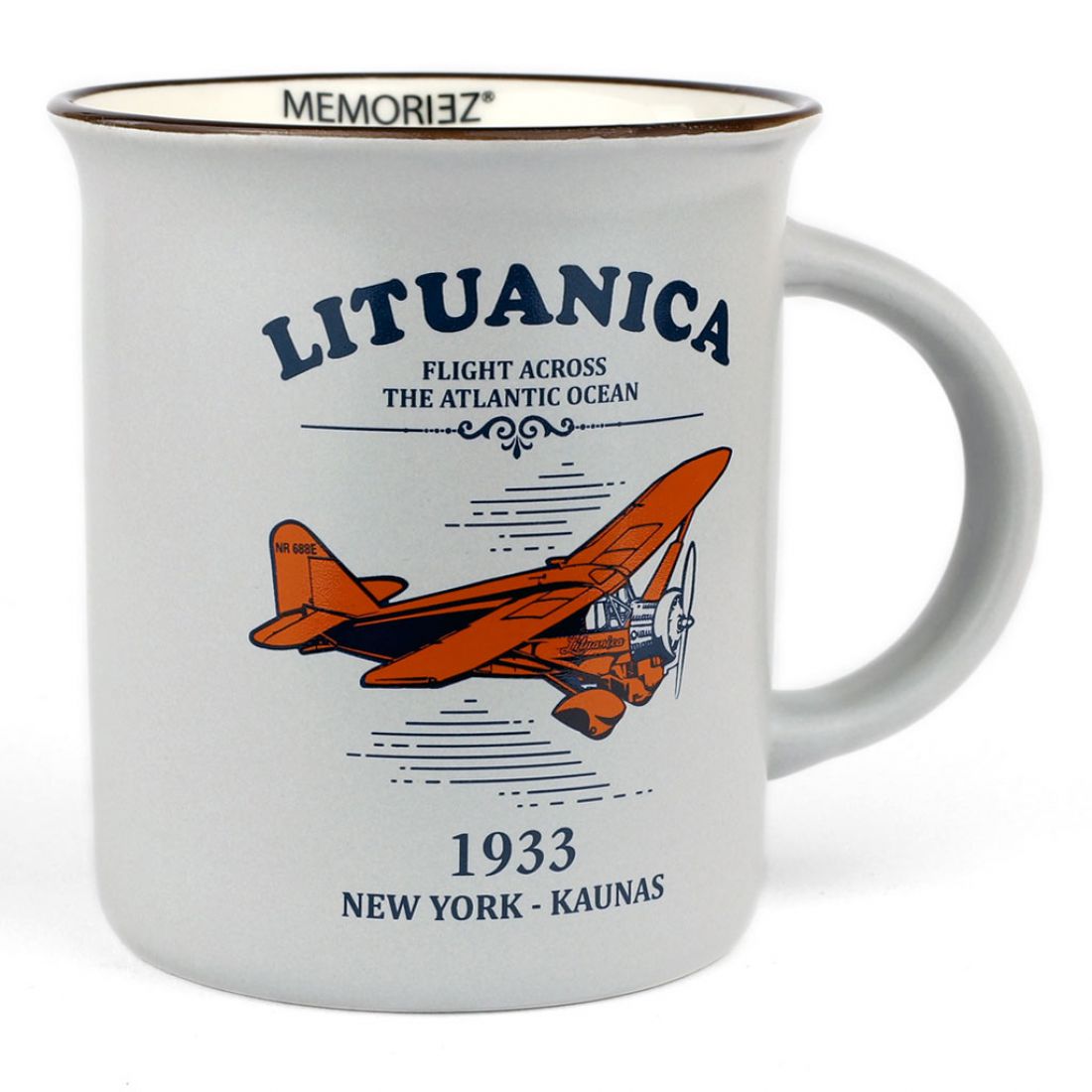 Puodelis Lituanica 1933 – Flight Across the Atlantic (pilkas, 280 ml) MEMORIEZ