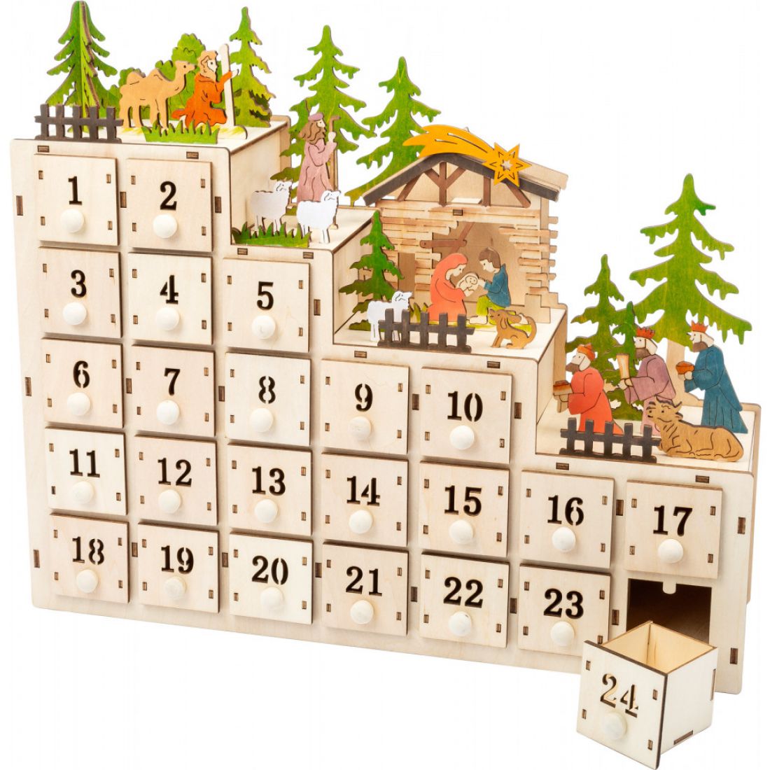 Advento kalendorius Kalėdinė lovelė 38x10x33cm