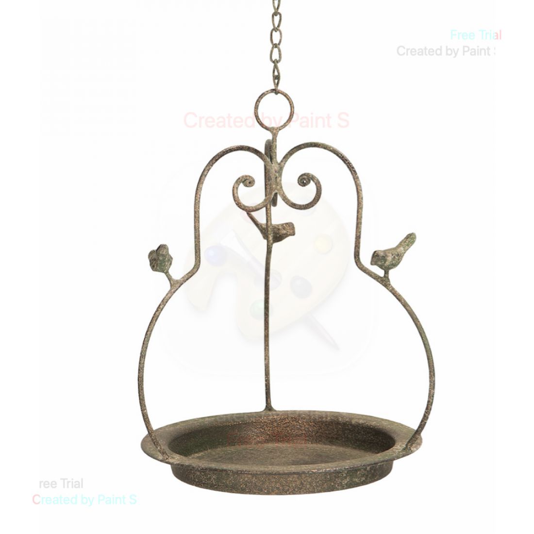 Paukščių maudyklėlė, metalinė žalia