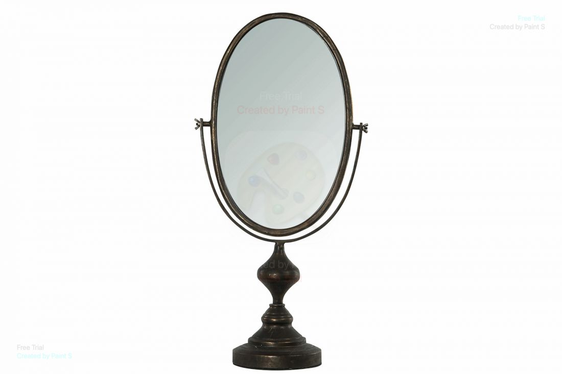 Juodas ovalus stalo veidrodis