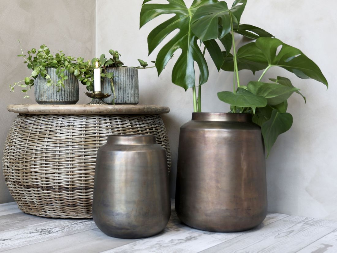 Vaza, H36/D30 cm, sendinto žalvario spalvos