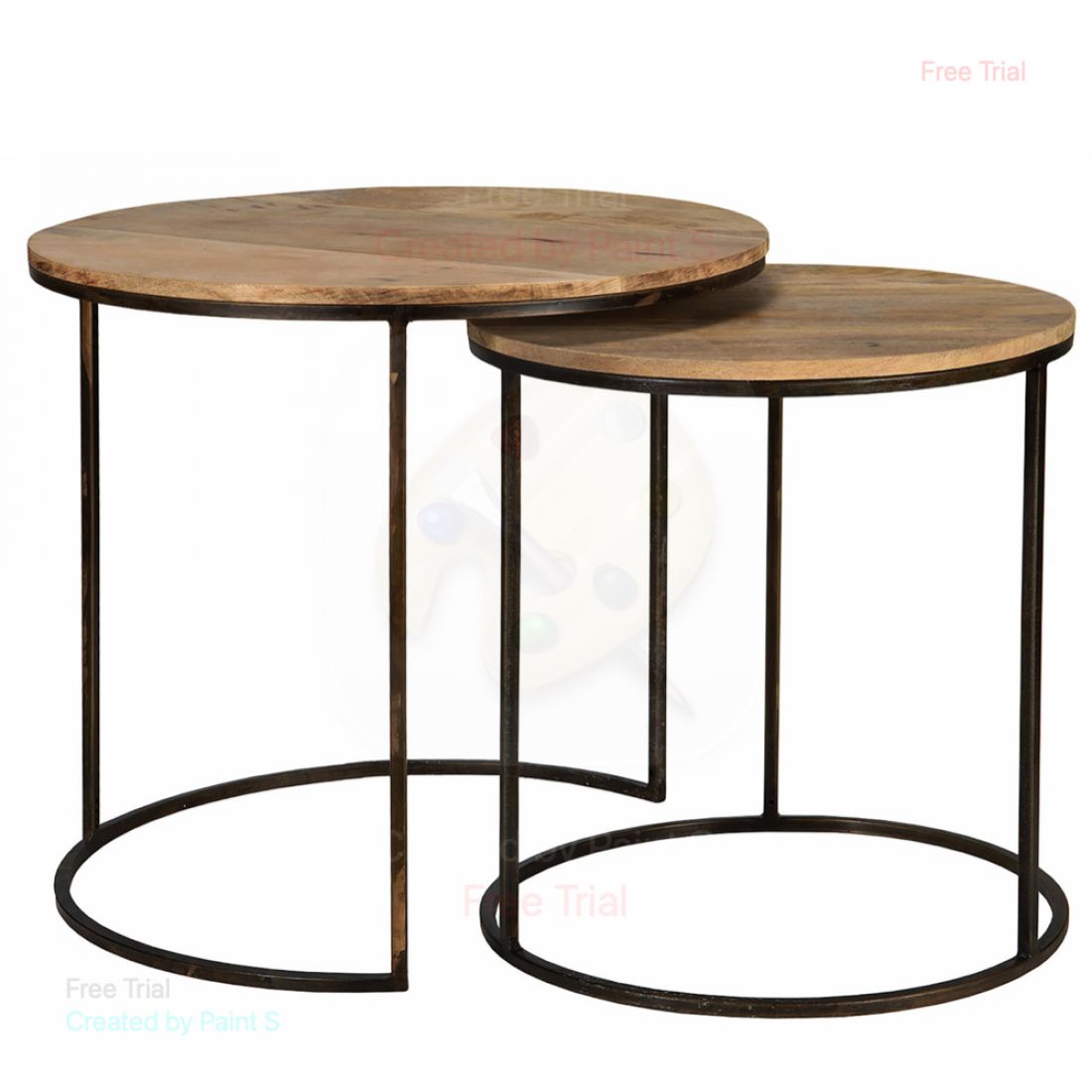 Stalas Apvalus Medinis Antikvarinis ( 2 vnt.)