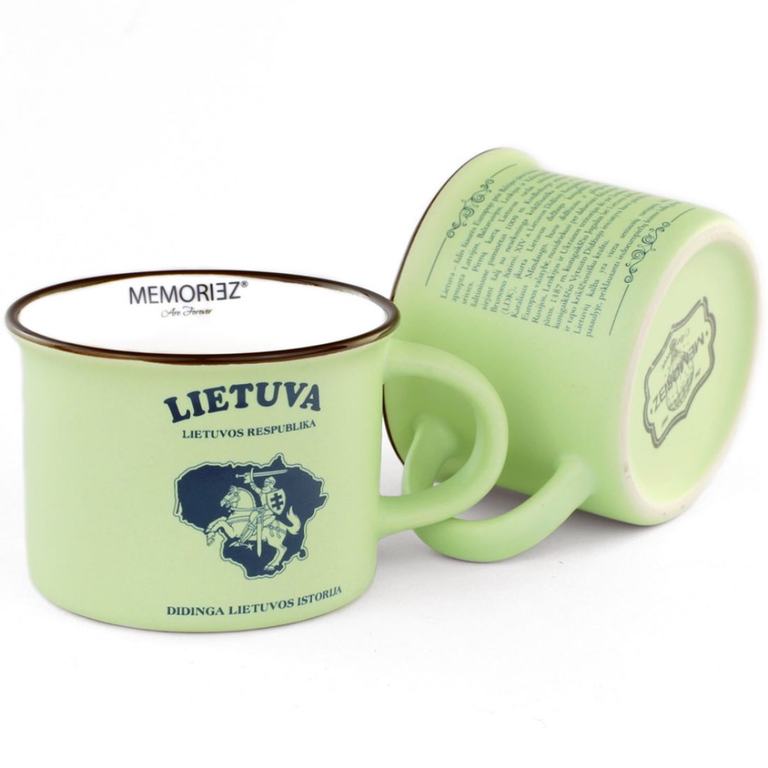 Mažas puodelis Lietuva su vyčiu MEMORIEZ (žalsva sp., 150 ml)