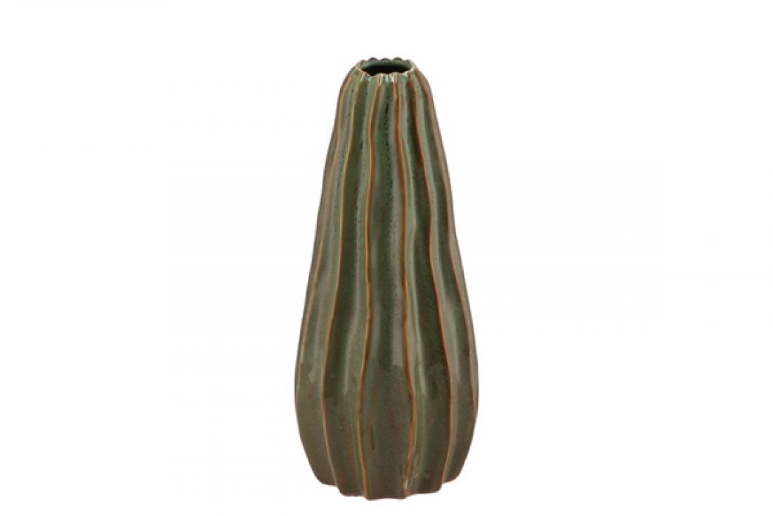 Vaza žalia glazūruota 15x36 cm.