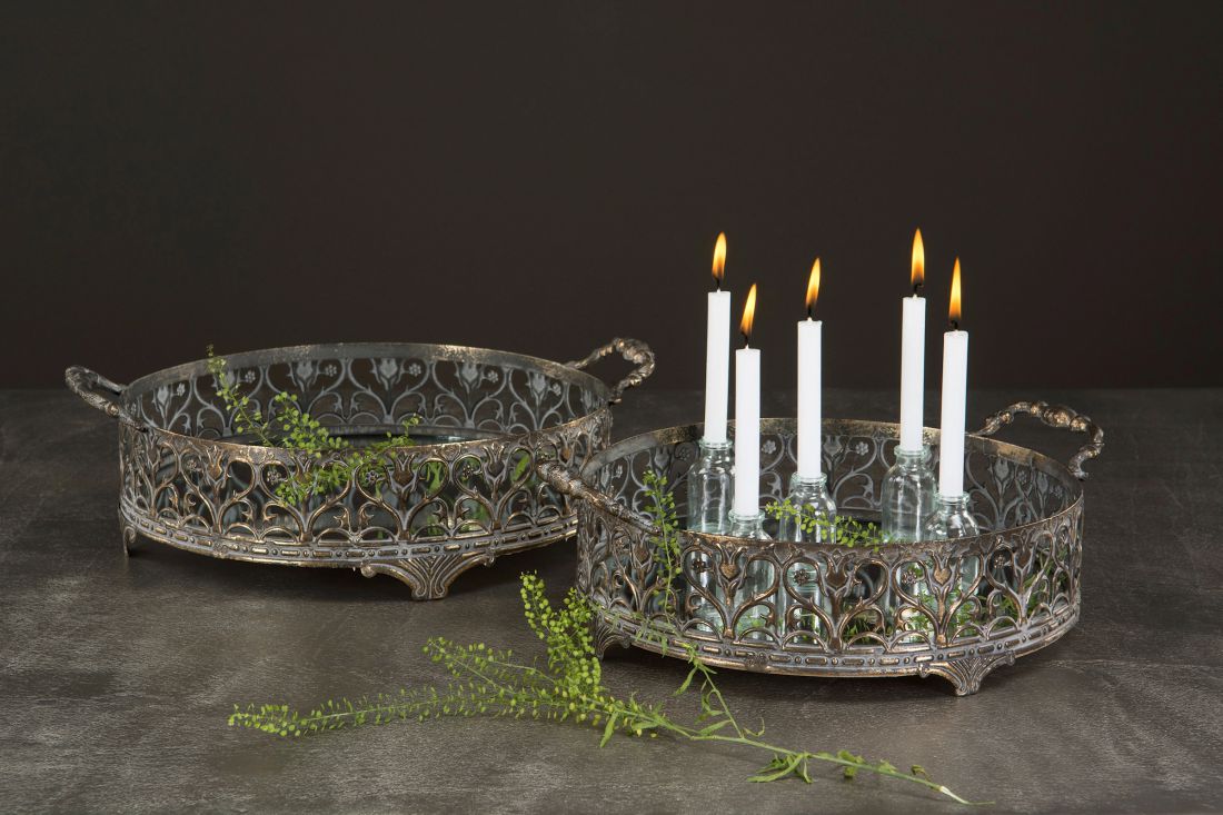 Padėklas/veidrodis, atspindintis antikvarinį G.Brown atspalvį