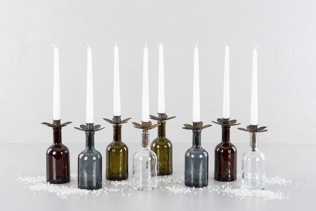 Žvakidė buteliui, antikvarinė ruda