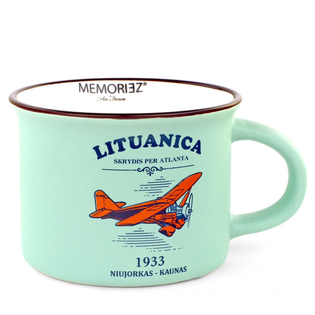 Mažas puodelis Lituanica 1933 – Skrydis per Atlantą MEMORIEZ(mėtų sp., 150 ml)