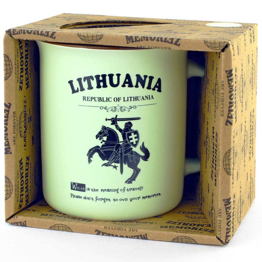 Keramikinis puodelis „Lithuania Vytis“ – pastelinis, 280 ml MEMORIEZ