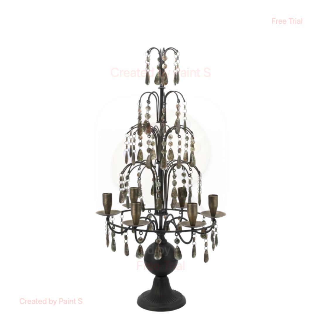 Prancūziška žvakidė su prizmėmis sendintos moka spalvos