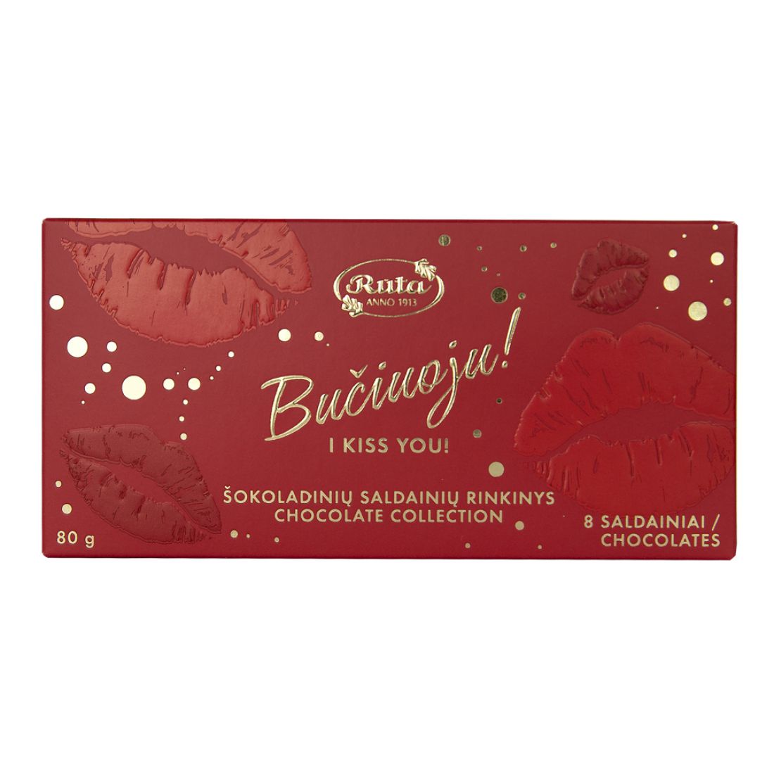 Šokoladinių saldainių rinkinys „Bučiuoju!“, 80 g