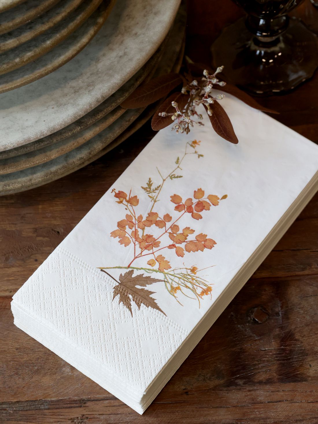 Servietėlė su šakelėmis ir lapais