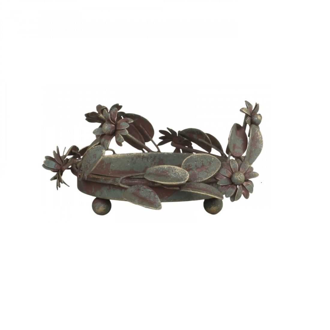 Metalinis žvakių padėklas su lapeliais H5/D9 cm