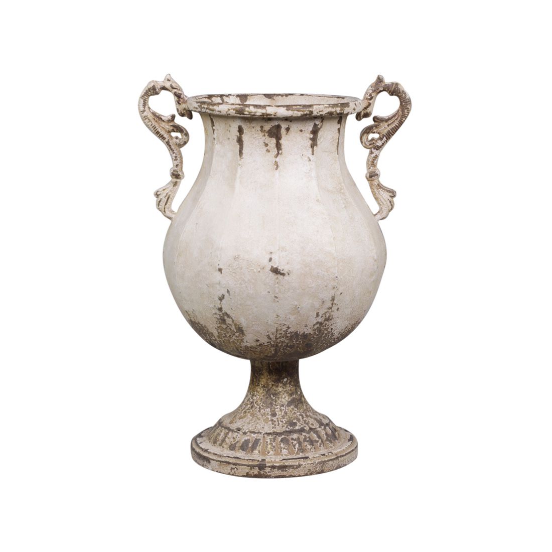 Prancūziško stiliaus balinto metalo vaza