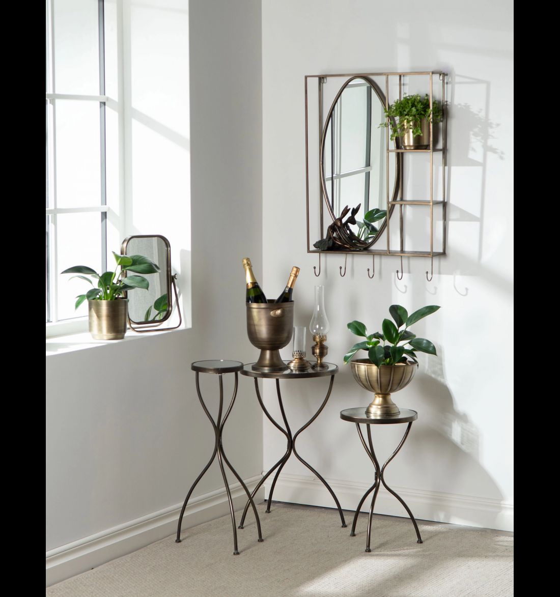 Staliukas, veidrodis, antikvarinis žalvaris